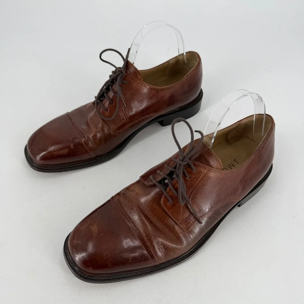 J. Murphy Johnston & Murphy Cap Toe Derby Mens 9.5‎ Brown Leather Classic Office